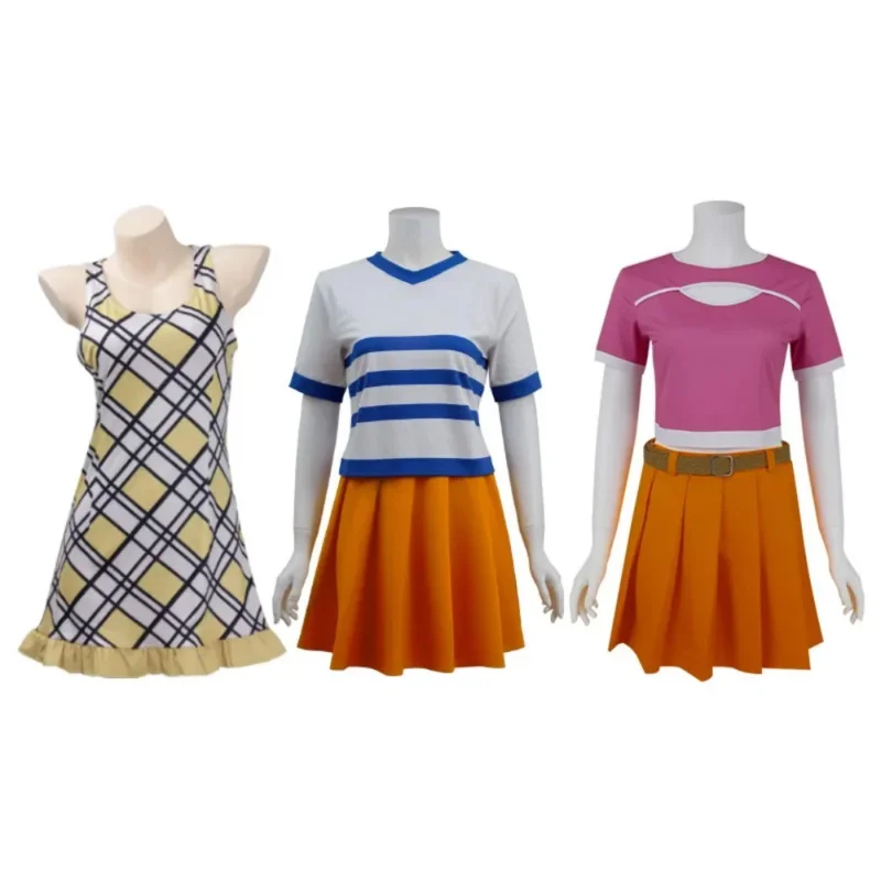 

TV Nami cosplay costumes Anime live action TV T-shirt skirt full set dorobou Neko rode play dress suit Halloween Carnival party