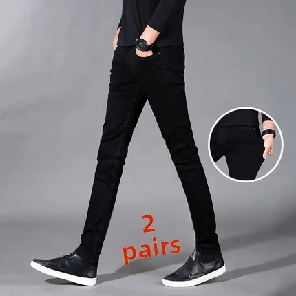 

Летние тонкие мужские джинсы, повседневные, свободные, прямые, супертонкие, длинные брюки, эластичные, облегающие, синие, из денима, хлопковые, молодежные, модные