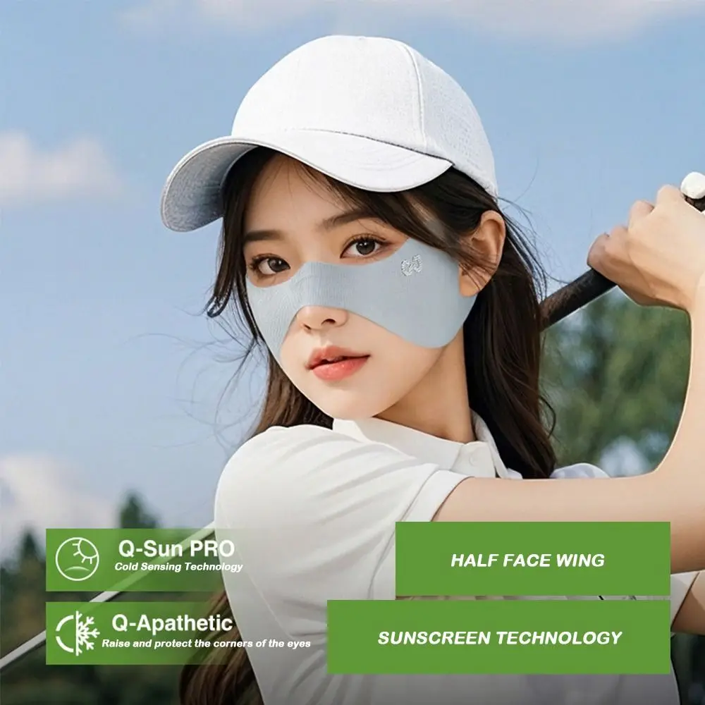 

Fashion Sun Protection Golf Face Mask Eye Corner Protection Ice Silk Half Face Cover UPF 50+ Breathable Sun Mask Outdoor