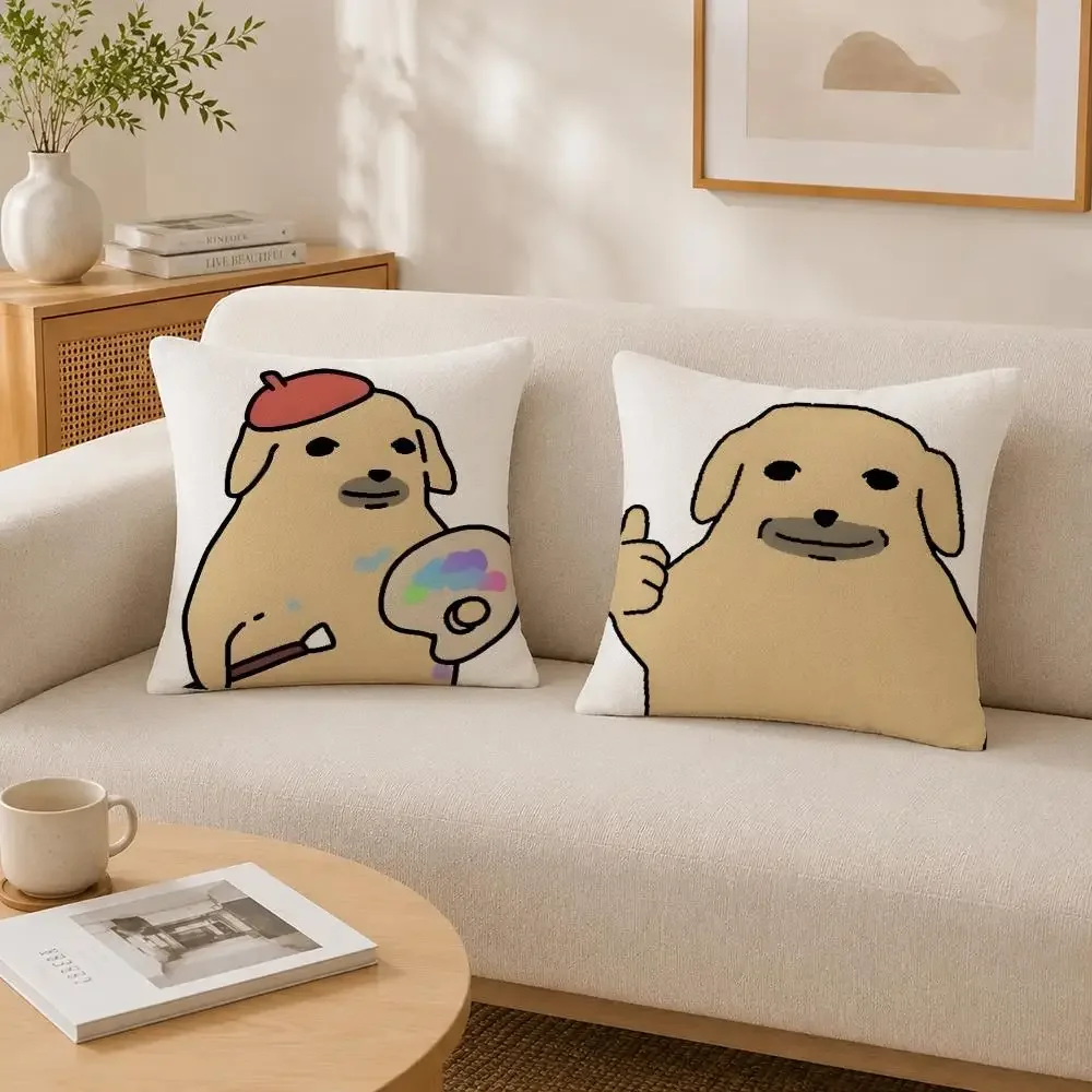 Pattern Stray Ragged Dog Cushion Cover Soft Fluffy Short Plush  Pillow Case Home Decor