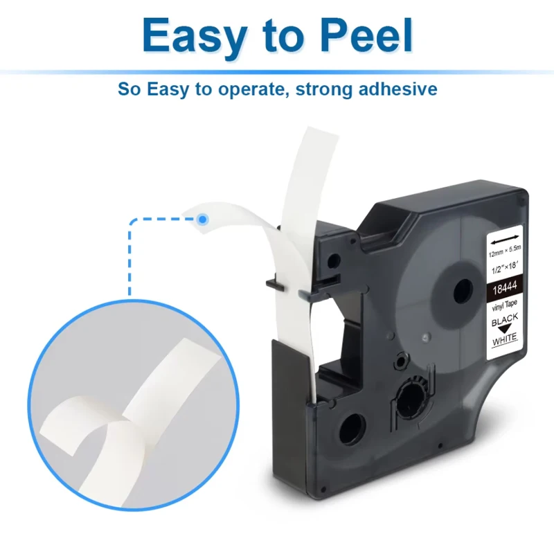 1PK 9/12/19/24mm Vinyl Label Compatible Dymo Rhino 18443 18432 18444 18433 18445 for Dymo Rhino 4200 5000 5200 6000