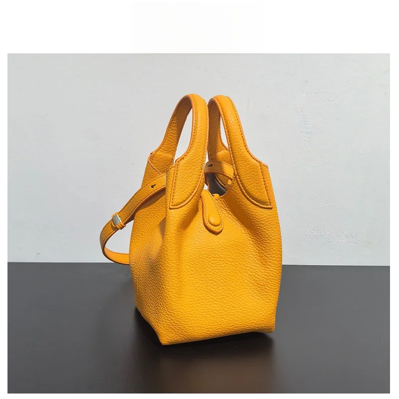 

Damebb Premium Litchi Pattern Buet Bag Single oulder Crossbody Handbag Vegetable Basket Sle Soft Leather Tote Bag