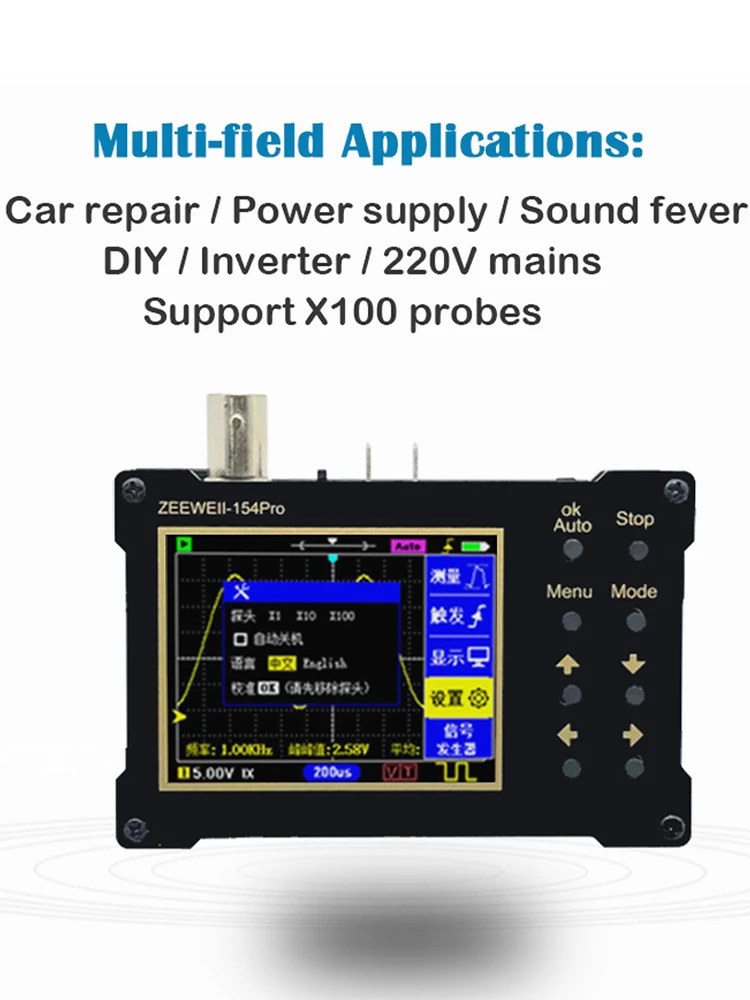 2.4-inch TFT Color Screen Digital Oscilloscope 1MHz/18MHz Bandwidth 40MSa/s Sampling Rate Signal Generator Oscilloscope