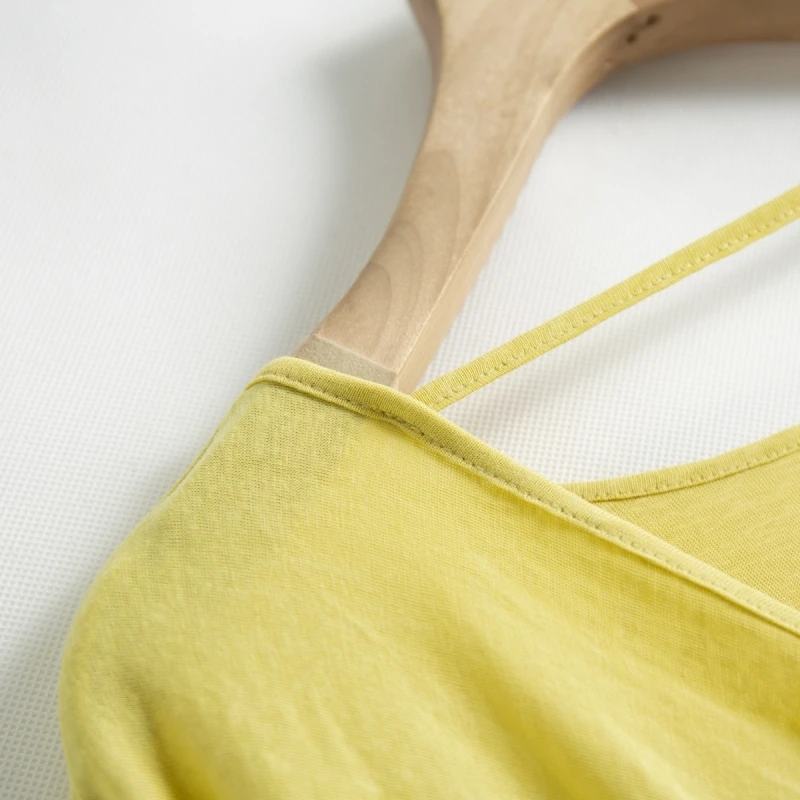 Locker sitzendes Bal-T-Shirt mit Knoten-Design, lässiges SLE-Baumwoll-Polyester-Mischung, langes, rundes, mittellanges Damen-Top von Sve