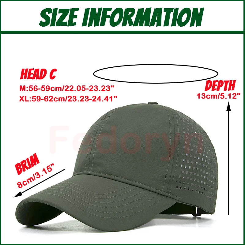 Fedoryn Custom Sun Hat for Big Head Quick Dry Adjustable Baseball Cap Men Women Embroidery Print Text Brand Design Hat Wholesale image 3