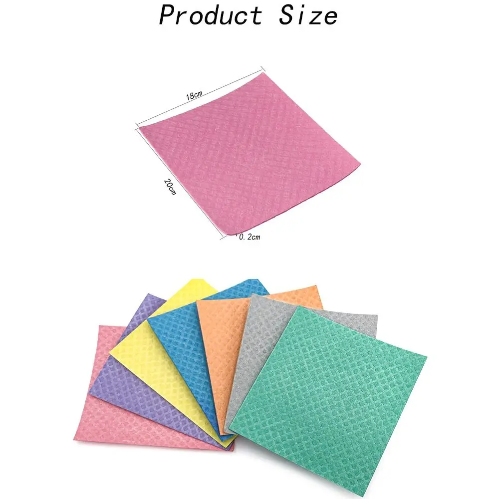 10Pcs Colorful Cellulose Sponge Cloth Flexibility Reusable Durable Cleaning Rag Square Ultra Absorbent Dish Towels Kitchen