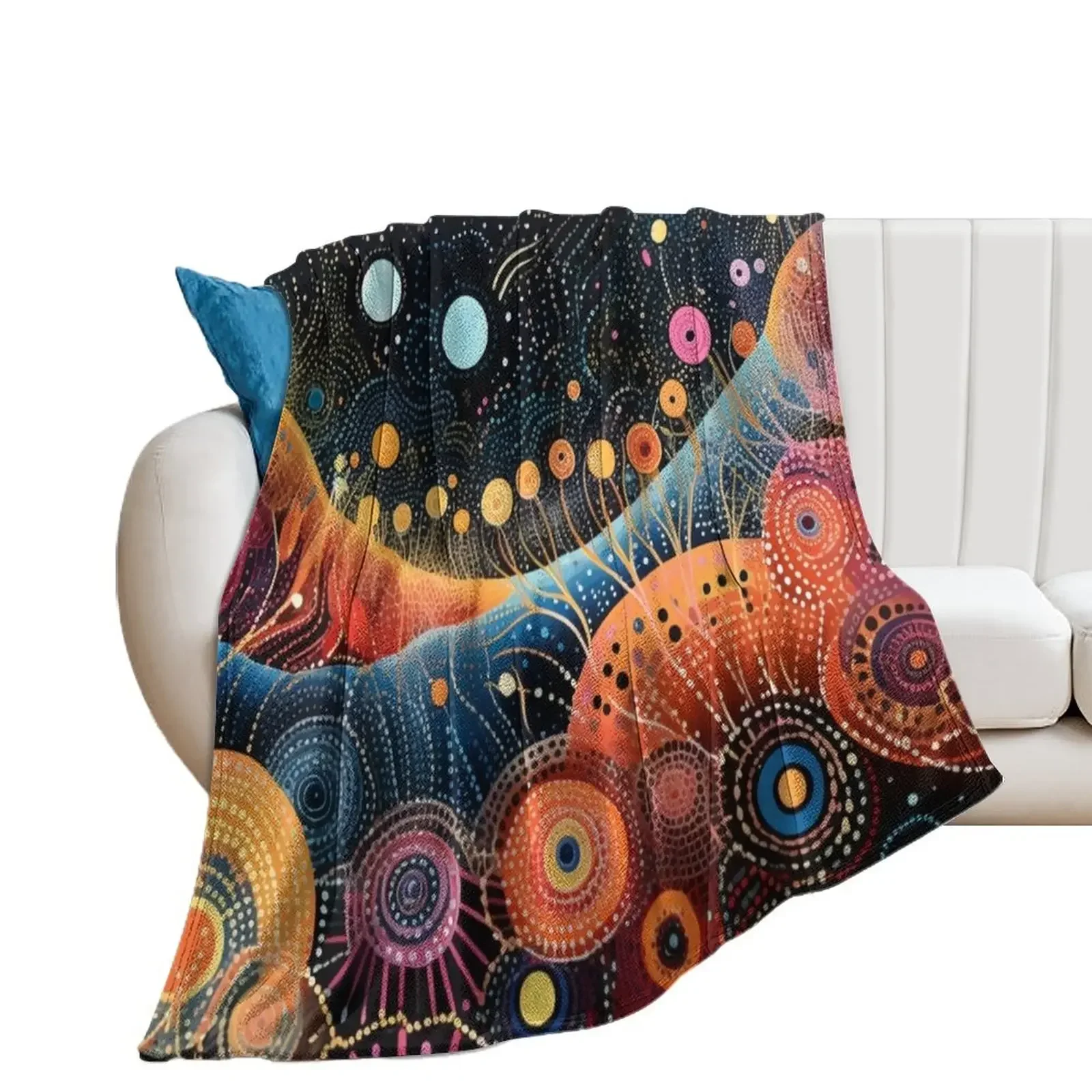 

Aboriginal Authentic Art - Galaxy Flowers Throw Blanket Giant Sofa Decorative Beds For Baby Luxury Designer Blankets