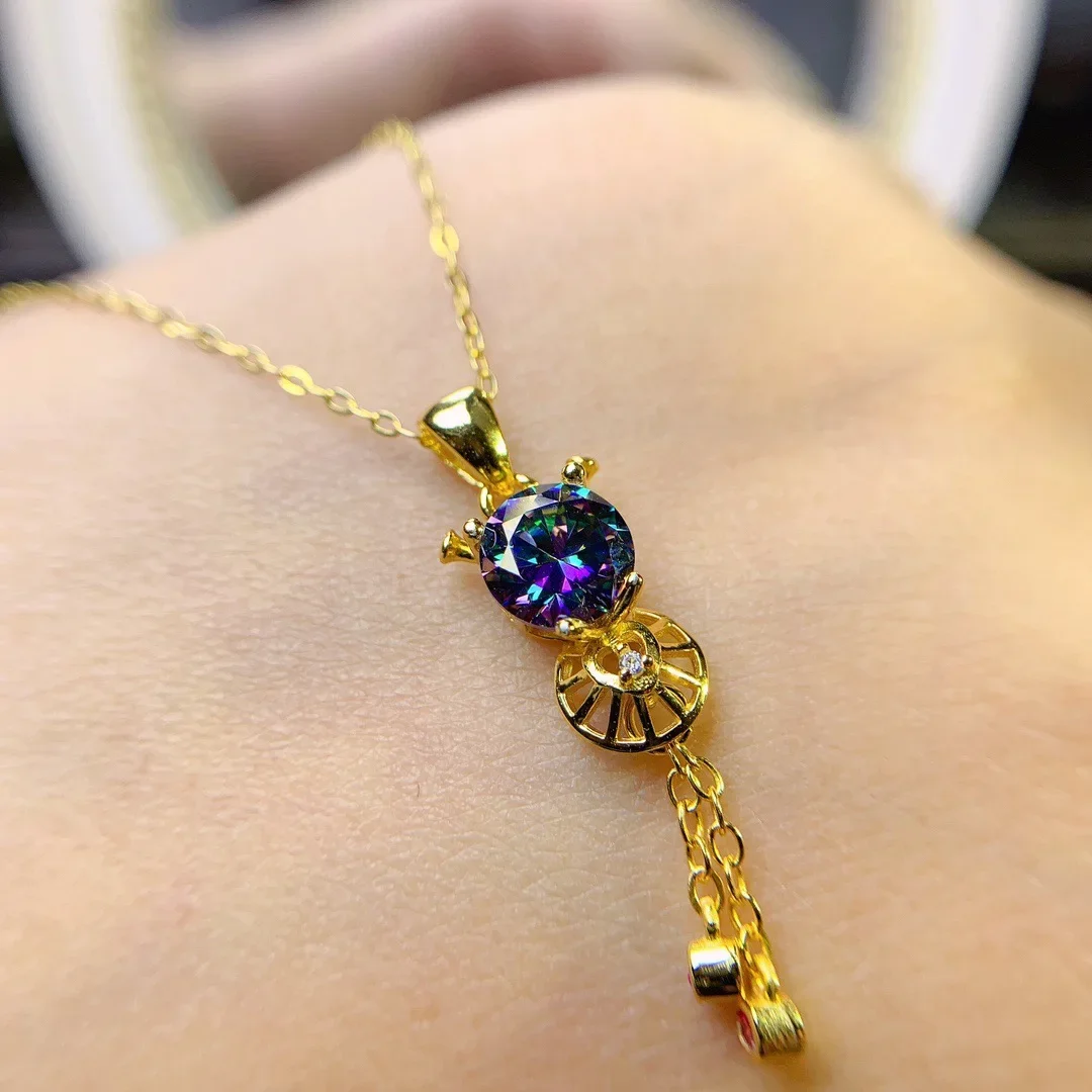 1 Carat Moissanite Women Pendant Necklace VVS1 D GRA Certificate Card Black