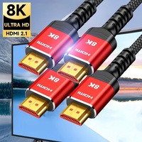 2-Pack 8K HDMI 2.1 Cables ,48Gbps High Speed Braided Cord-4K@120Hz 8K@60Hz,  Compatible With Roku TV/PS5/PS4/HDTV/RTX 3080 3090