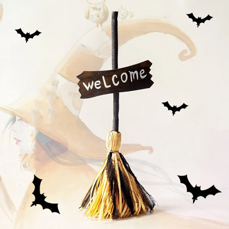 Halloween Floating Witch’s Broom Haunted Dancing Broom Moving Broomstick Magic Enchanter Sorceress Carnival Party Costume Props