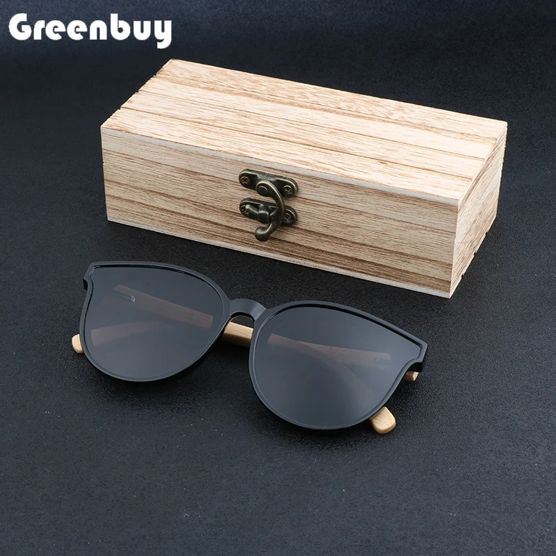 

Classic Men Sunglasses Original Natural Bamboo Wood Wrap PC Frame Fashion Polarized Oculos De Sol Femininol Female