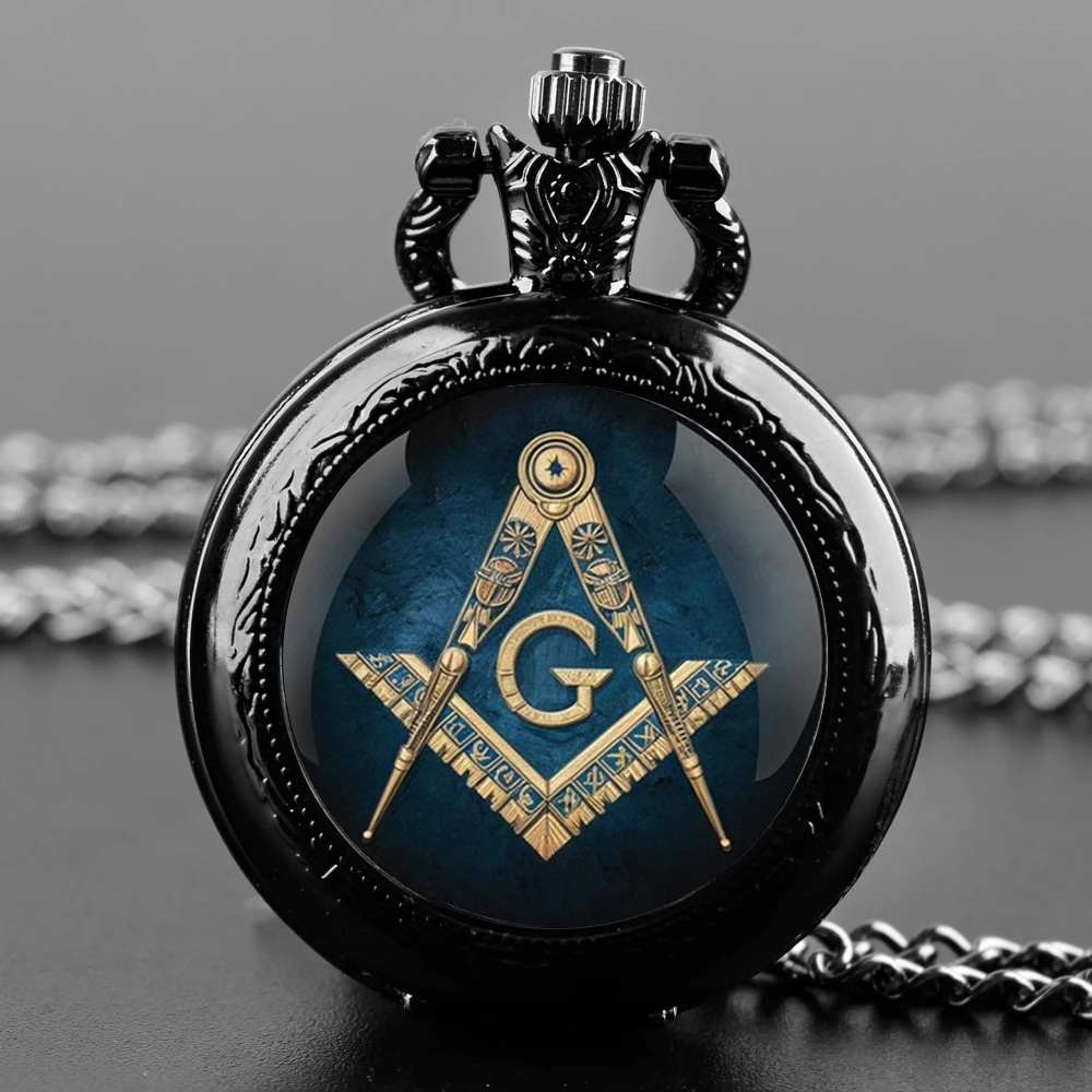 Retro Freemasonry Symbol Masonic G Quartz Pocket Necklace Pocket Watch for Men and Women Chain Watch Jewelry Gift Accessories