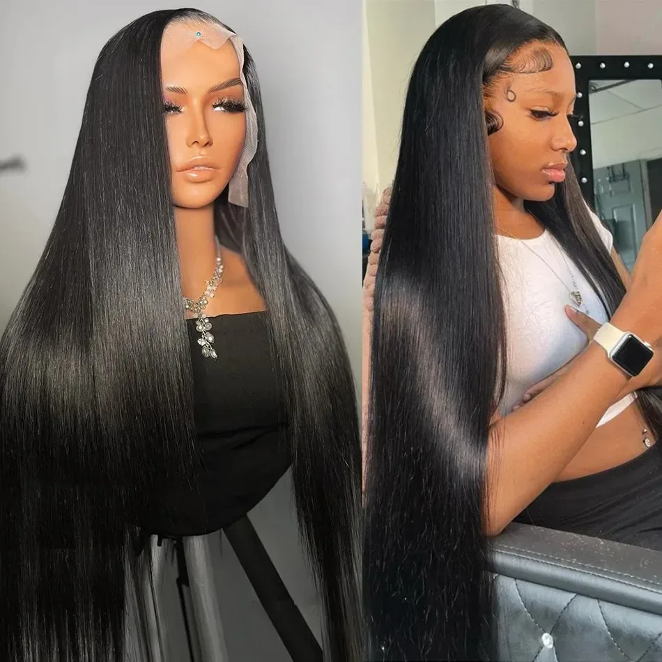 Hd 180 Density 13x4 Lace Frontal Human Hair Wigs Brazilian Straight 13x6 Lace Front Wig 32 Inch  Remy For Black Woman