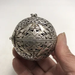 China Workmanship Cupronickel Hollow Out Auspicious“ Flower And Bird”Censer Sphere Sculpture Metal Crafts Decoration #4