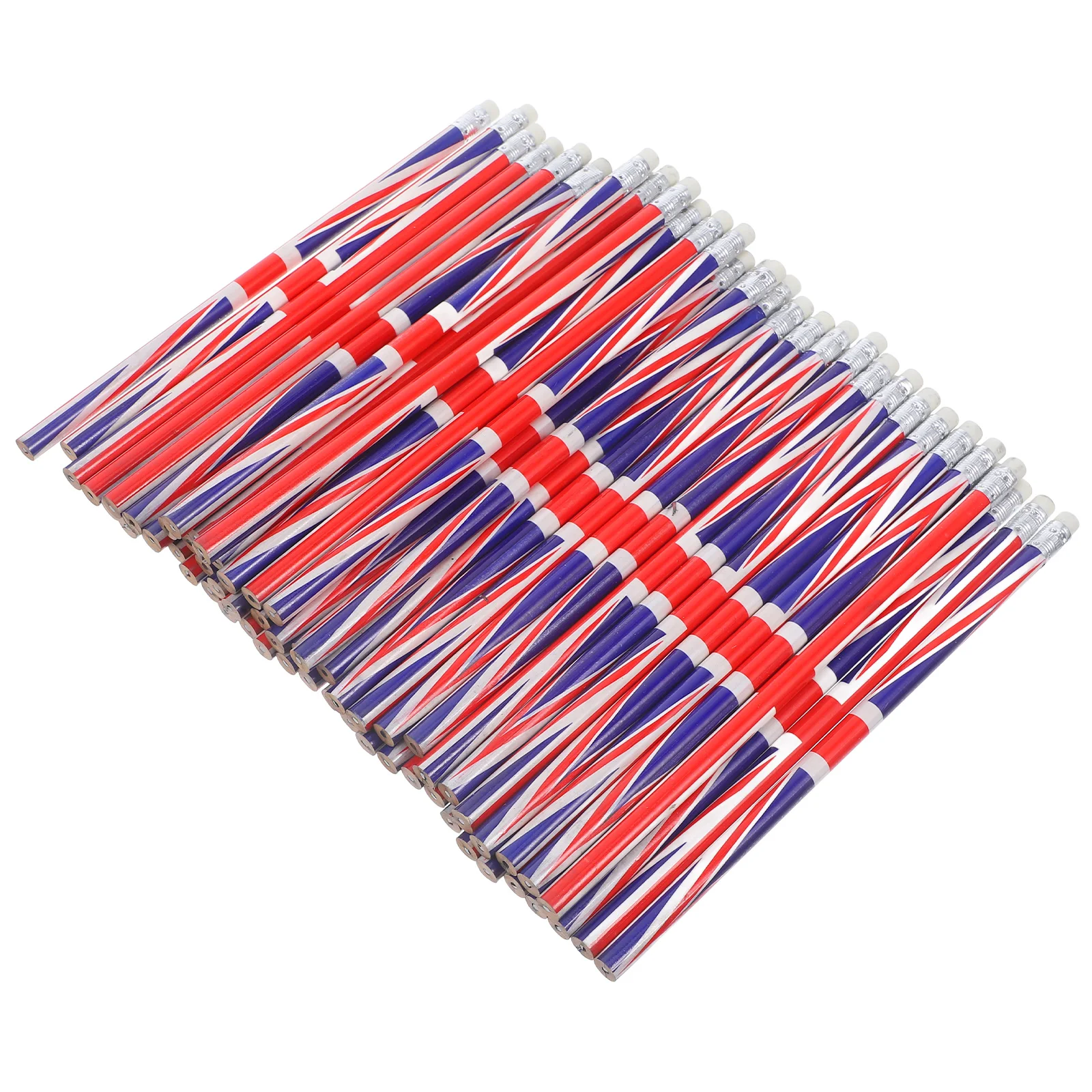 60 Pcs Red White Blue Colored Pencils Office Child Bulk British Flag Veterans Day Writing