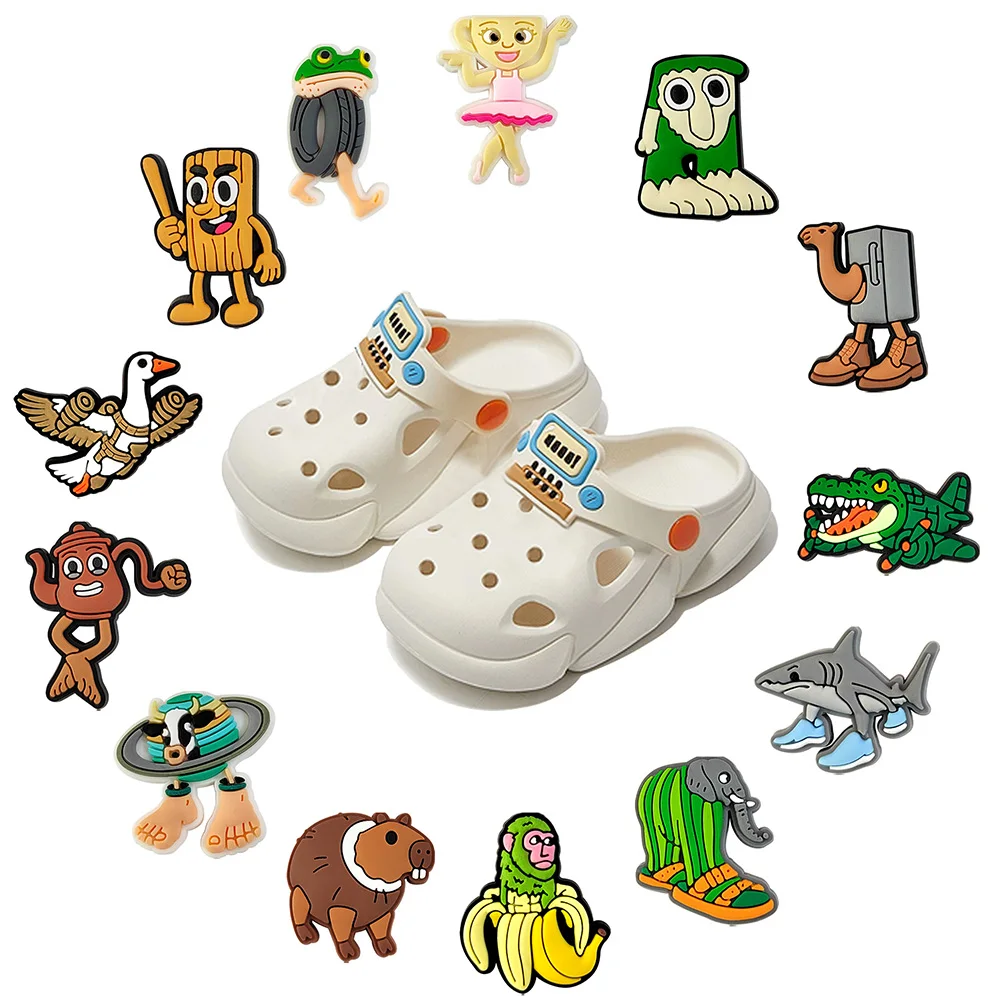 13Pcs Italian Brainrot Anime Shoe Charms PVC Accessories DIY Cartoon Shoe Buckle Clogs Sandal Decoration For Kids X-mas Gifts