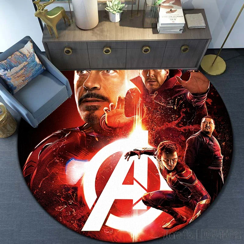 The Avengers HD-gedruckter runder Teppich, 120 cm, Krabbelspiel, rutschfeste Bodenmatte für Kinderteppich, Wohnzimmerdekoration