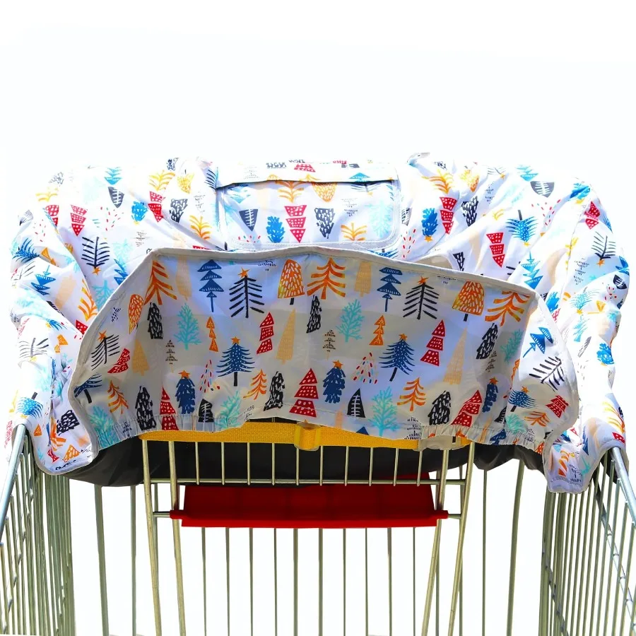 Penutup Keranjang Belanja dan Kursi Tinggi 2 in 1 yang Dapat Dibalik untuk Kursi Restoran, Dapat Dicuci dengan Mesin, Pelindung Kursi Bayi, Balita, dan Anak