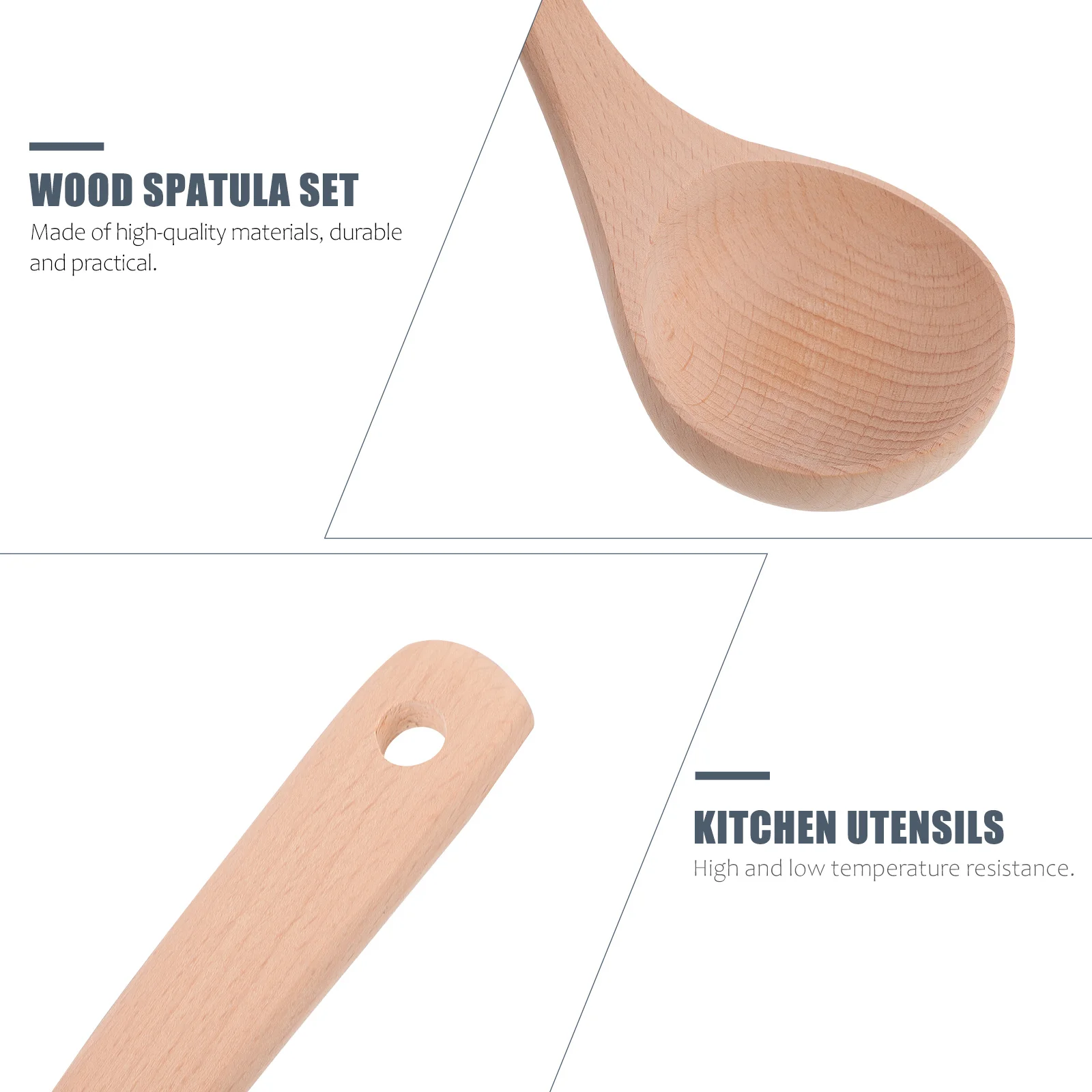 

1 set 1 Kitchenware Set Wooden Utensils Non-Stick Cooking Tools For Home Kitchen Soup Ladle Spatula Spoon Set
