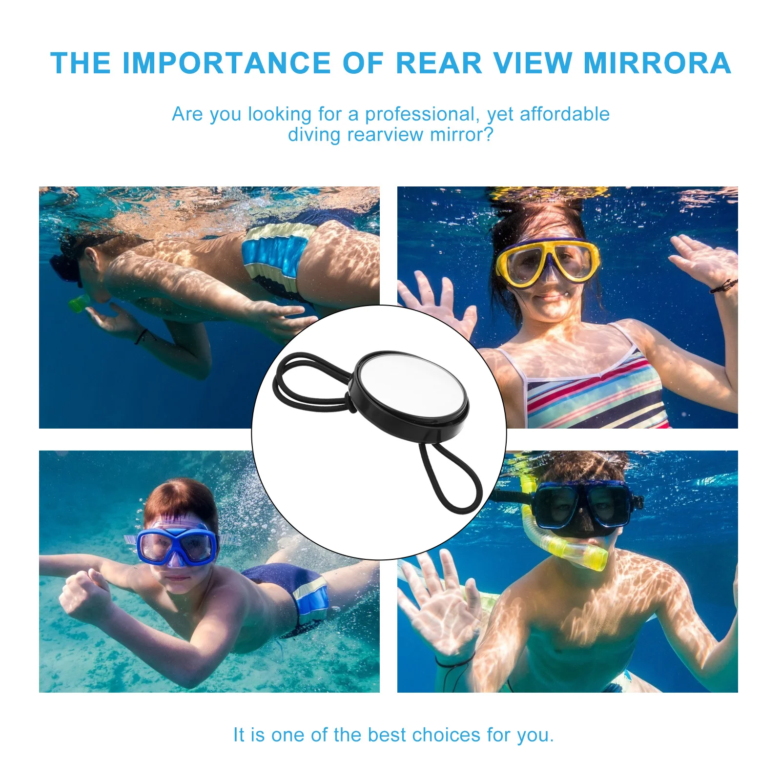 الغوص مرآة الرؤية الخلفية جولة محدب معدات السلامة للغوص تعزيز الرؤية قابل للتعديل الفرقة تحت الماء الجانب جبل كهف البحرية #3