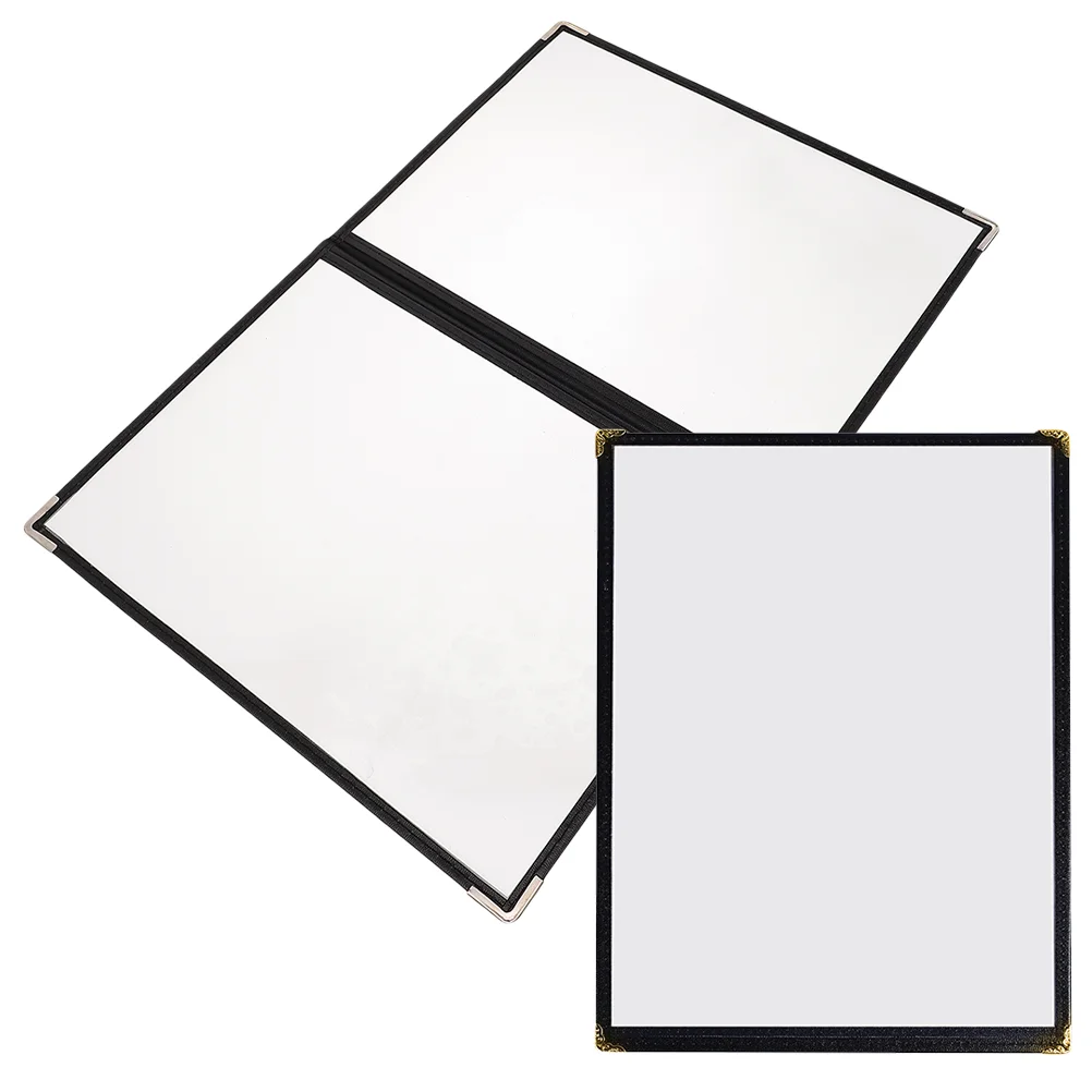 2 Pcs Recipe Folder Kitchen Menu Binder PVC Separator Clear Cover Restaurant Read One Way Rounded Corner Space