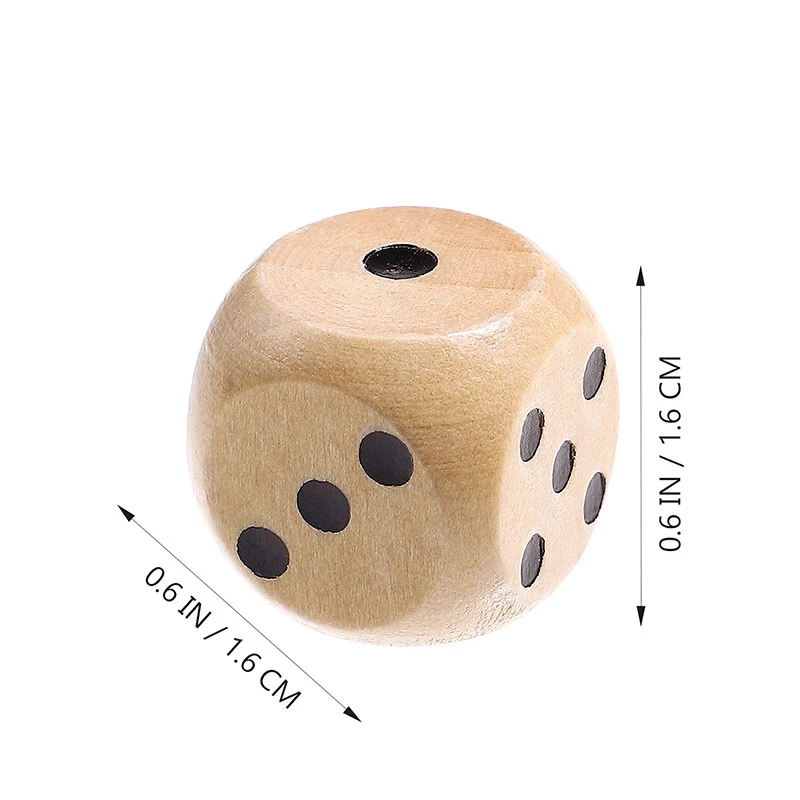 10 Stück/Set Holzwürfel-Set, polyedrische Spielwürfel, 6-seitige Punktwürfel für Tischspiele, Brettspiele, Zubehör, 16 mm – Detail 3