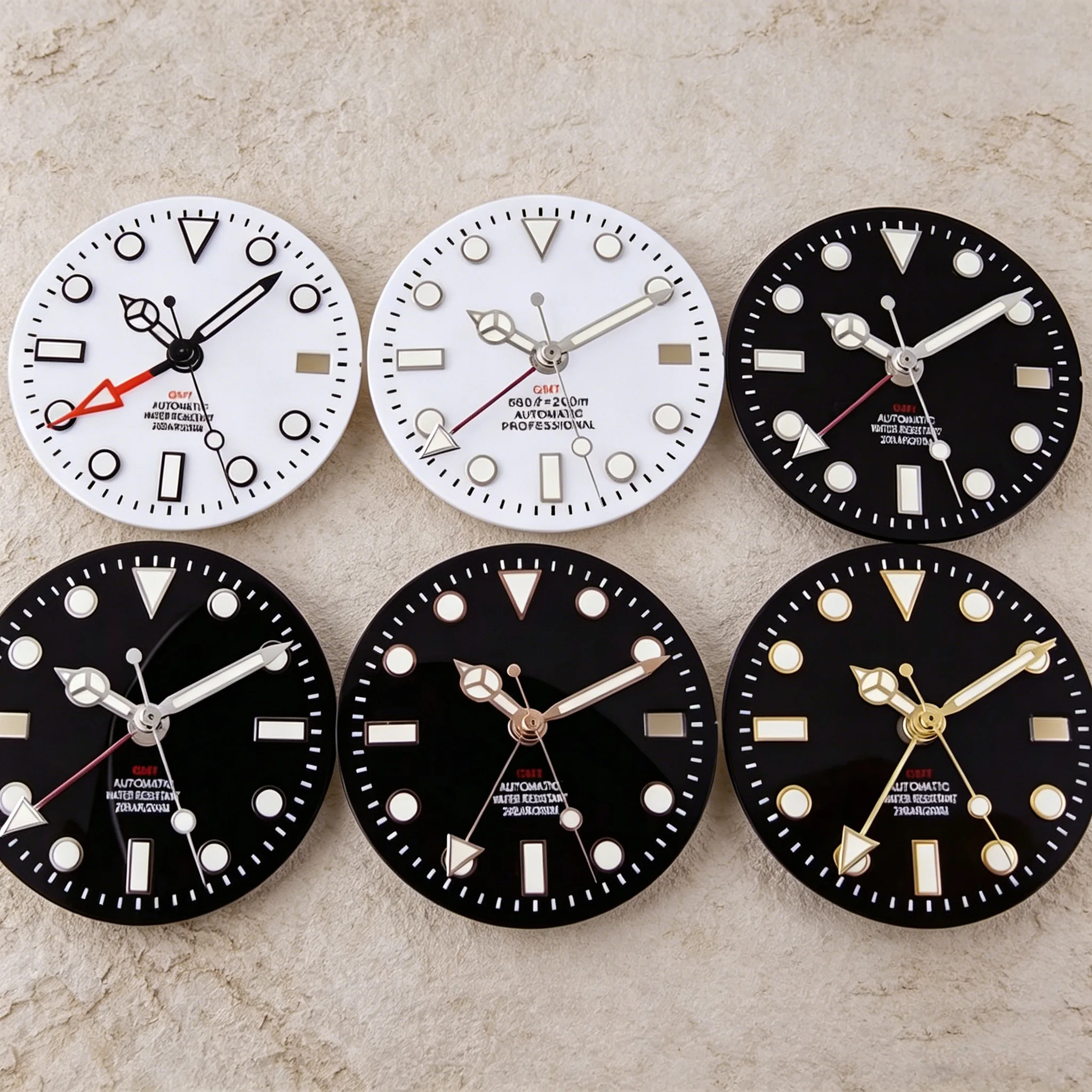 29mm NH34A Watch Dial Replacements fit for NH34 GMT Automatic Movement Black/Gold/Rose Gold Markers for GMT Master II Watch Mod