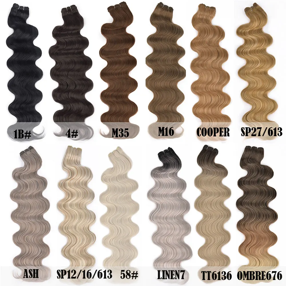 22Inches  Body Wave Bulk 150g Synthetic Hair Weave Bundles Soft Human-Like Extension For Women High Temperature Wire