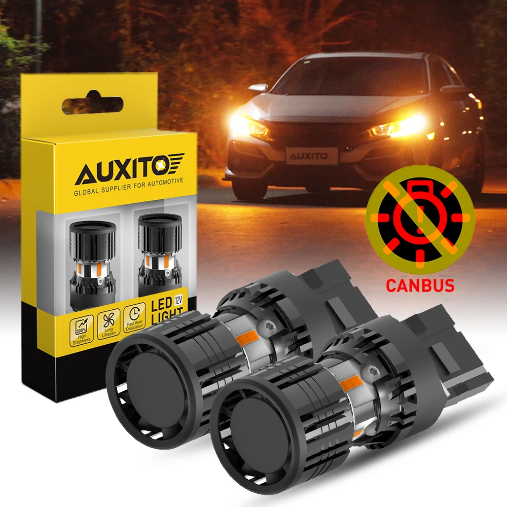 AUXITO 2Pcs WY21W LED Orange Canbus Car Turn Signal Light No Hyperflash T20 7440 W21W Indicator Bulb No Error 2200K Yellow 12V