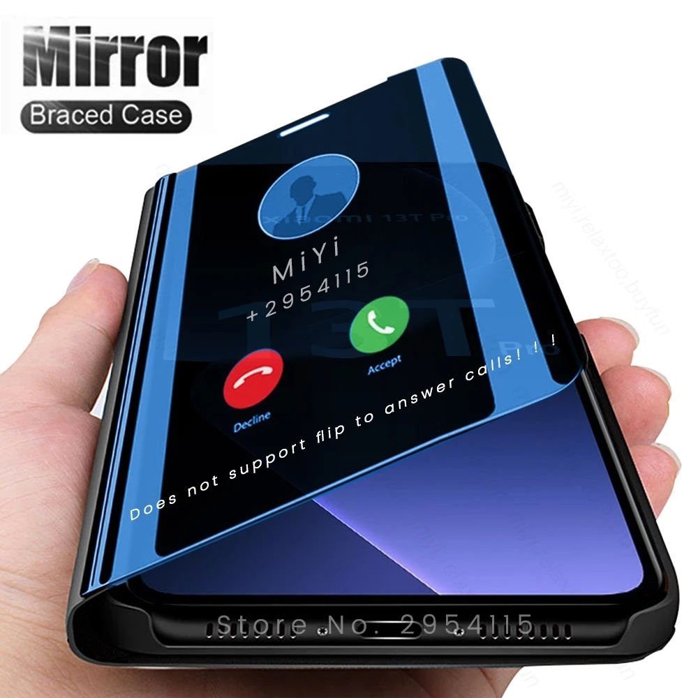 Smart Mirror Flip Leather Case For Xiaomi Mi13T Xiomi Xaomi Xiami Mi 13T 13 T Pro T13 5G Magnetic Holder Stand Cover Book Coque