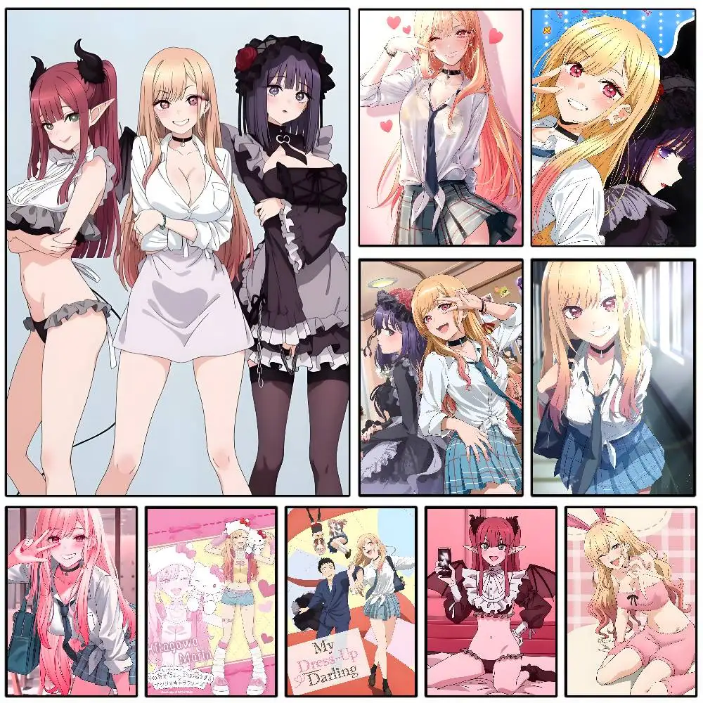 Marin Kitagawa Anime-Poster, HD-Klebrige Wand, wasserdicht, für Zuhause, Wohnzimmer, Schlafzimmer, Wohnheim, Bar, ästhetische Dekoration