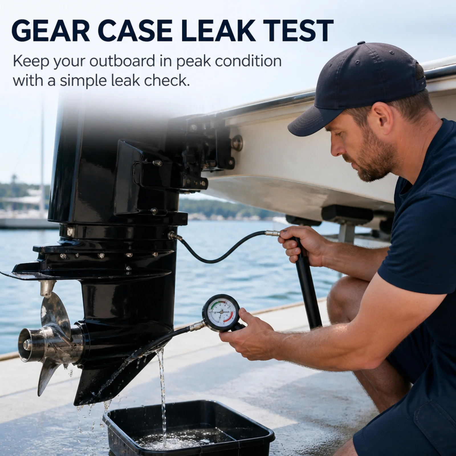 

Gearcase Pressure Tester Multiple Adapters Gearbox Pressure Test Kit Hand Pump Outboard Lower Unit Leak Tester for Mechanics,