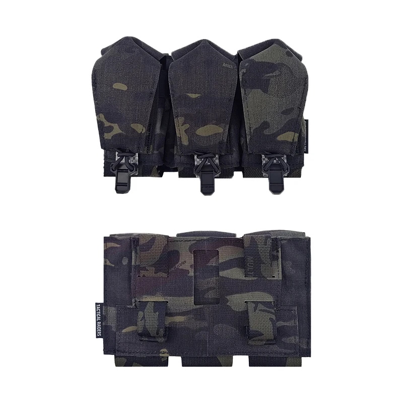 

Tactical Raiders Molle Back Panel M18 Smoke Flashbang Holder Triple 40mm Grenade Pouch NIR Compliant MCBK Black Camo(051822)