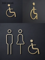 Toilet Bathroom Door WC Entrance Sign Home Decoration Creative Brass Wall Decals Wallpaper House Sign