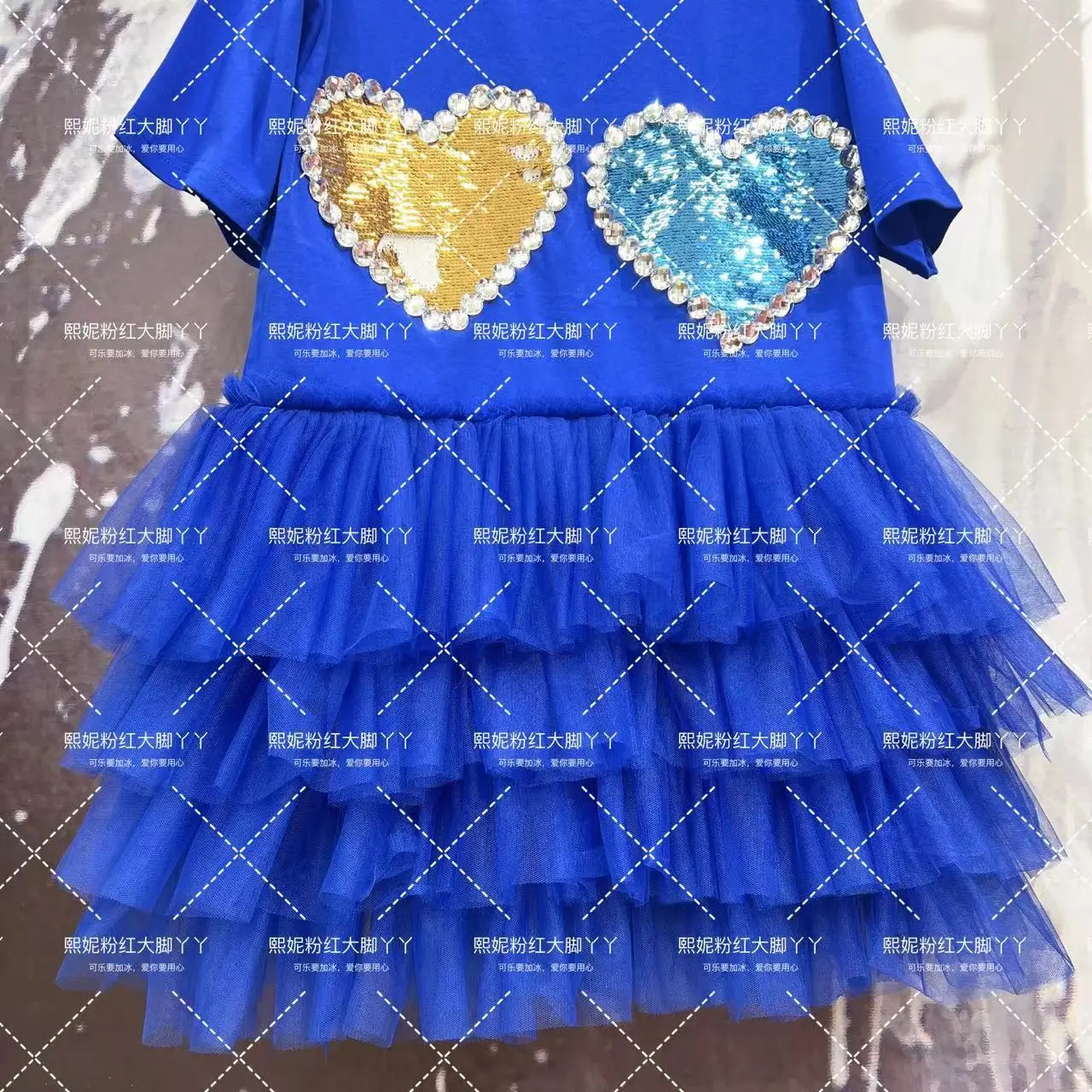 Mesh Spliced Ruffles Long T-shirt Dress Love Embroidery Sequined Diamonds Patchwork Pullovers Skirt Pearls Beaded Tees Crop Tops