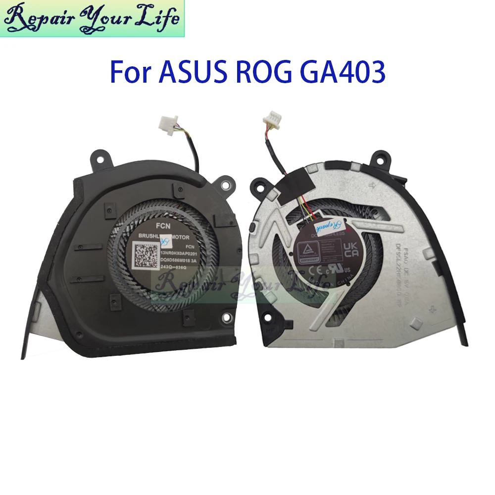 

Laptop CPU GPU Fan Cooler For ASUS ROG Zephyrus G14 GA403 GA403UV FSA1 FSA0 Cooling Radiator Fans DFS5L22H15B85G 13NR0HX0AP0201