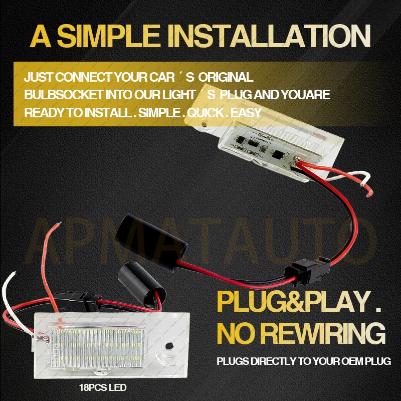 2 قطعة Canbus LED رقم لوحة ترخيص أضواء لأودي A6 C5 4B سيدان 1997-2004 مصابيح ترخيص بيضاء OEM # :4B5943021 اكسسوارات السيارات #4