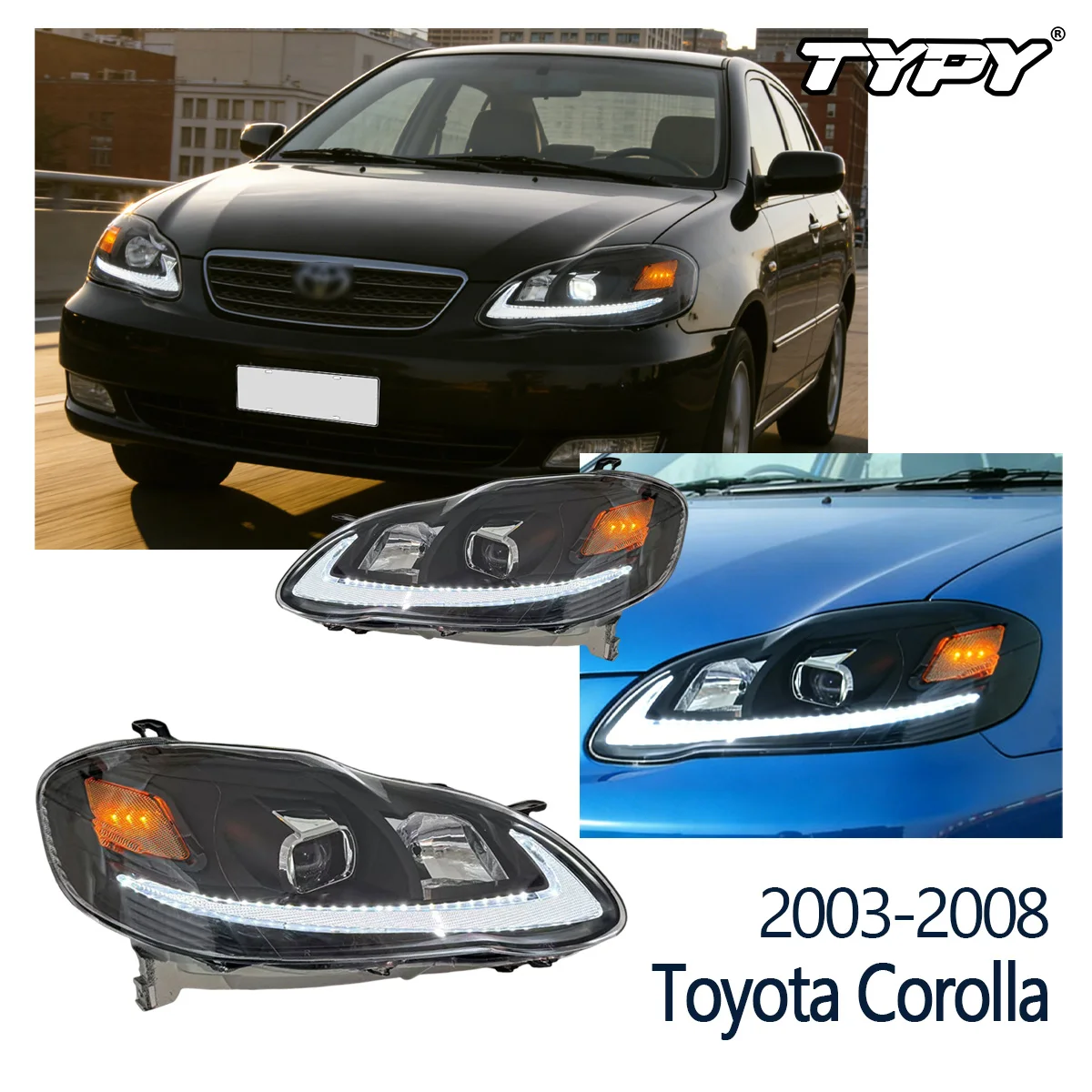 

Фара в сборе TYPY для Toyota Land Cruiser Prado 2003, передняя фара, запчасть для автосветотехники