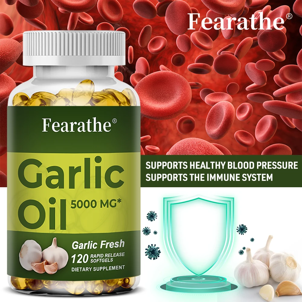 Garlic Oil Capsules, organic extract, promotes healthy cholesterol levels, immune system support