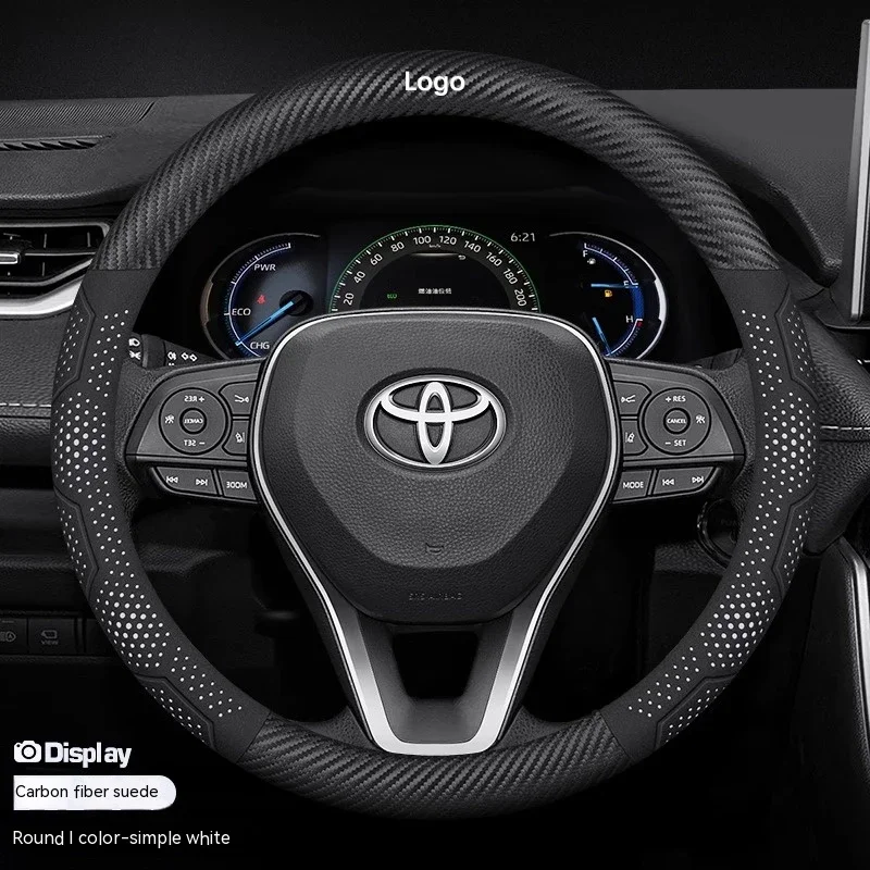 Carbon fiber Car Steering Wheel Cover For Toyota Crown CHR Yaris Corolla Auris Hilux Celica Verso Rav4 Prius Camry raize Prado