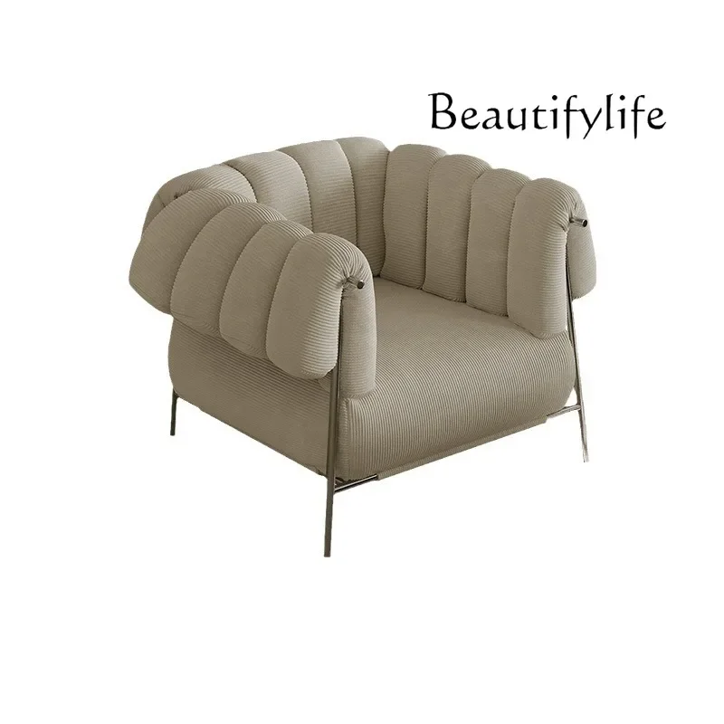 

French light luxury single sofa chair modern simple leisure balcony back chair special-shaped cream wind
