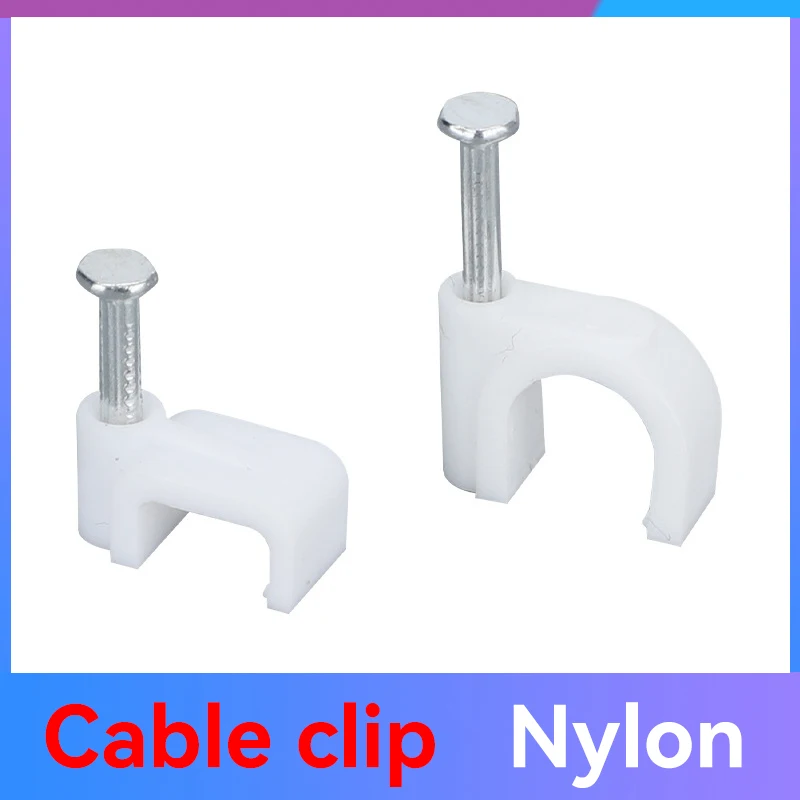 6mm Round Steel Nail Cable Wire Wall Hanging Screw Clips Cable Clip For RG59 RG6 White High Quality Low Price Favorable