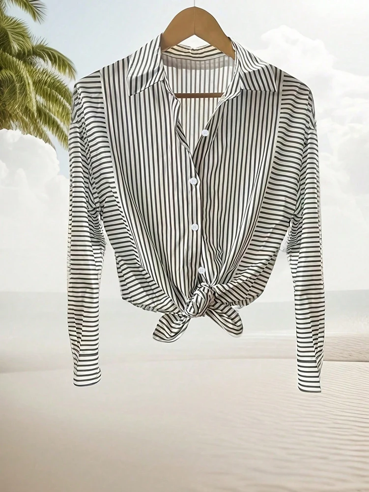Plus Size Crushed Printed Button Casual Shirt Single Row Button Elegant 2025 New Spring and Autumn Best Choice