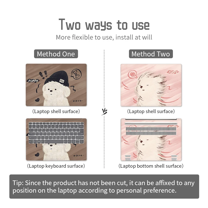 DIY Universal Laptop Stickers Skins Cute Animal Decoration Stickers13/14/15/17inch 2pc Skin for Macbook/Lenovo/HP/Asus/Dell/Acer