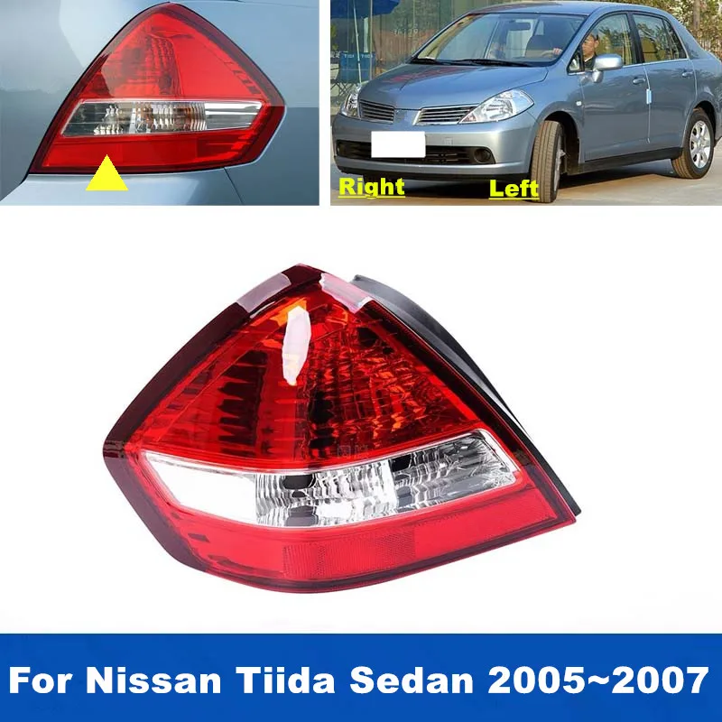 1PCS Rear Bumper Taillight Brake Lamp Turn Signal Light Cover For Nissan Tiida  Sedan 2005 2006 2007 Without Bulbs