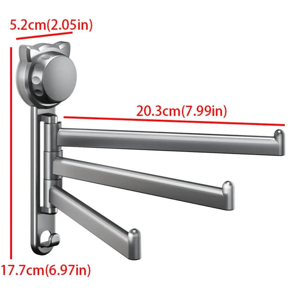 Suction Cup Rotating Towel Rack 180° Rotatable No Drill Dishcloth Draining Rack Multi-Rod Wall Mount Towel Hanging Holder Hotel 6