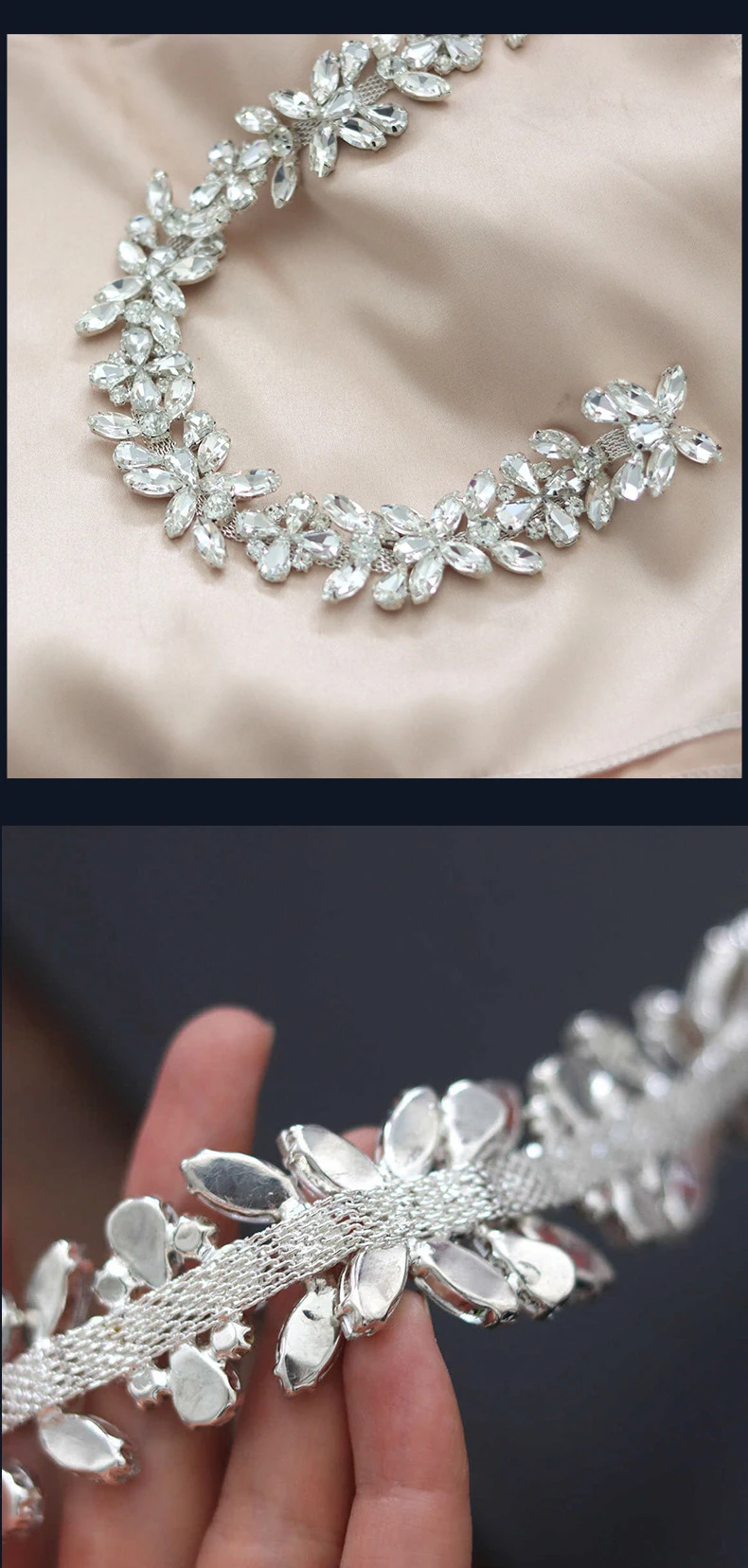 5 Yards Strasskette Kristalldiamant DIY Bastelzubehör Kleidungszubehör Strassband Nähzubehör Partygeschenke Dekoration – Detail 4
