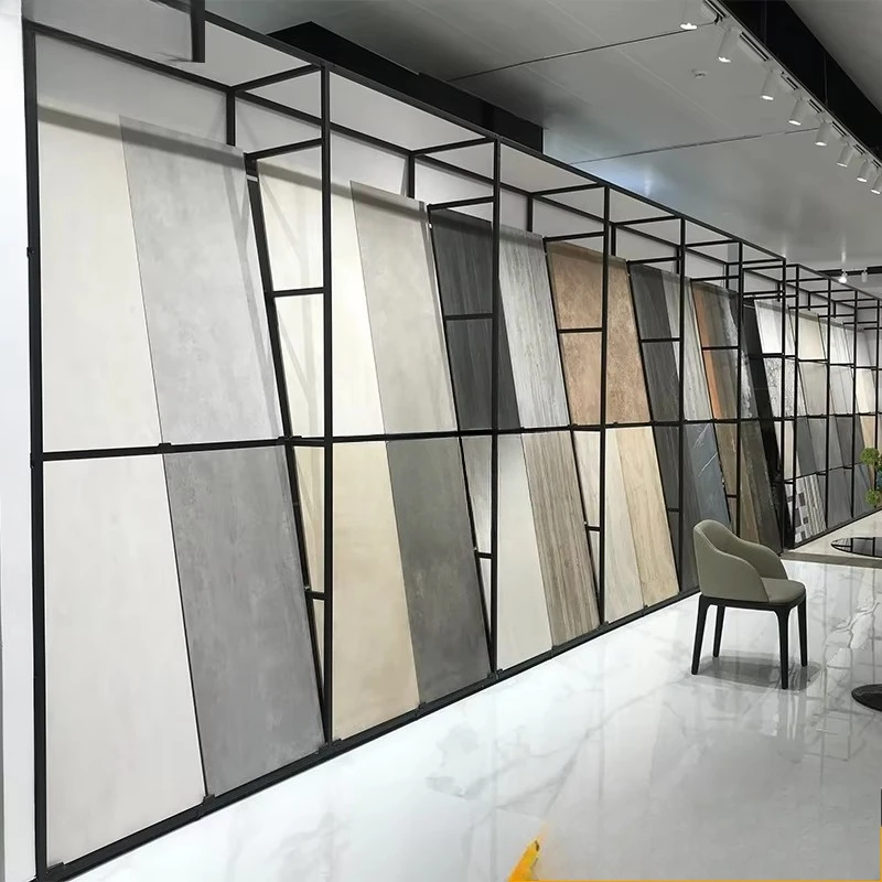 High-grade steel modern environmentally friendly vertical punching board tile display stand (suitable for exhibition halls)