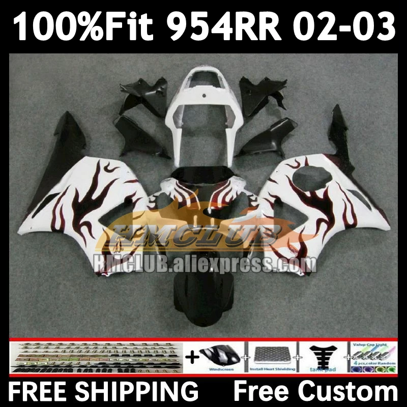 Injection Fairing For HONDA CBR900RR CBR 900 954 CBR900 CBR954 RR 92No.18 CBR 954RR 02 03 CBR954RR 2002 red flames 2003 Bodys