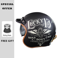 SOMAN Vintage Harley Motorcycle Helmets-The Original Lucky-Jet Helmets Couple Helmets for Your Beloved ECE DOT Open Face Helmet
